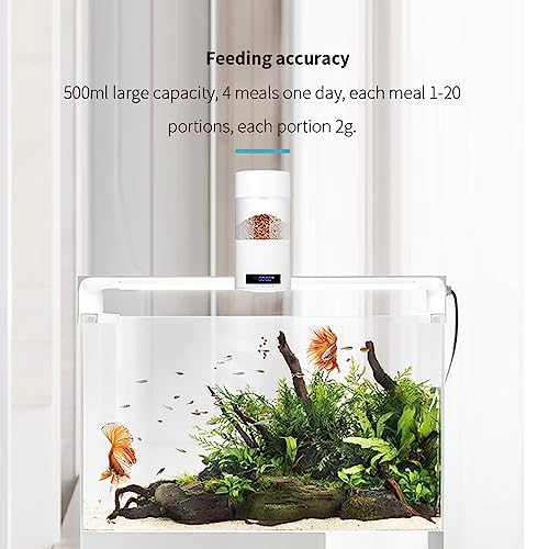 Comedero automático para peces, dispensador de temporizador digital de 500 ml con pantalla LCD, recargable y totalmente sellado para acuario