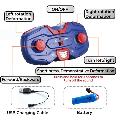 Image of WireScorts 2-in-1 Deformation Robot RC Truck Car Toy for Boys 8-13, Remote Control Convertible Truck with Rechargeable Battery, Multi Color