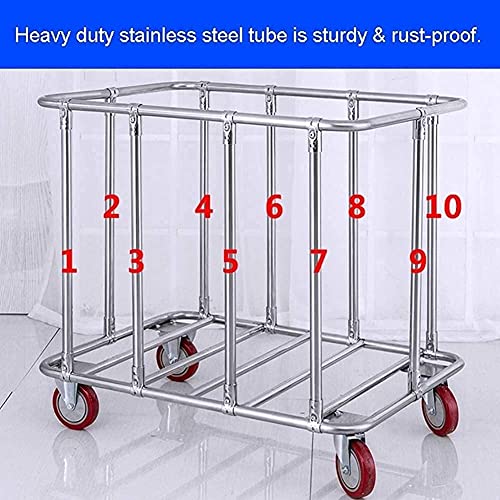 DFEDHF Movable Trolleys Laundry Basket Rolling Laundry Sorter Cart with Wheels Hotel Housekeeping Service Cleaning Trolley with Removable Bag/Blue(Beige)