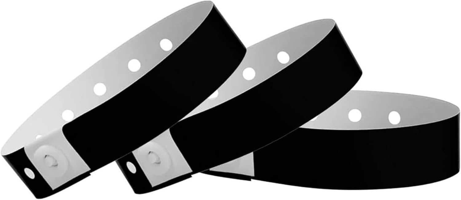 500 WristCo Premium Black Plastic Wristbands for Events  Extended Wear, Secure Snap Prevents Reuse  Premium-Grade Bracelets for Hospital & Medical ID, Party & VIP Identification