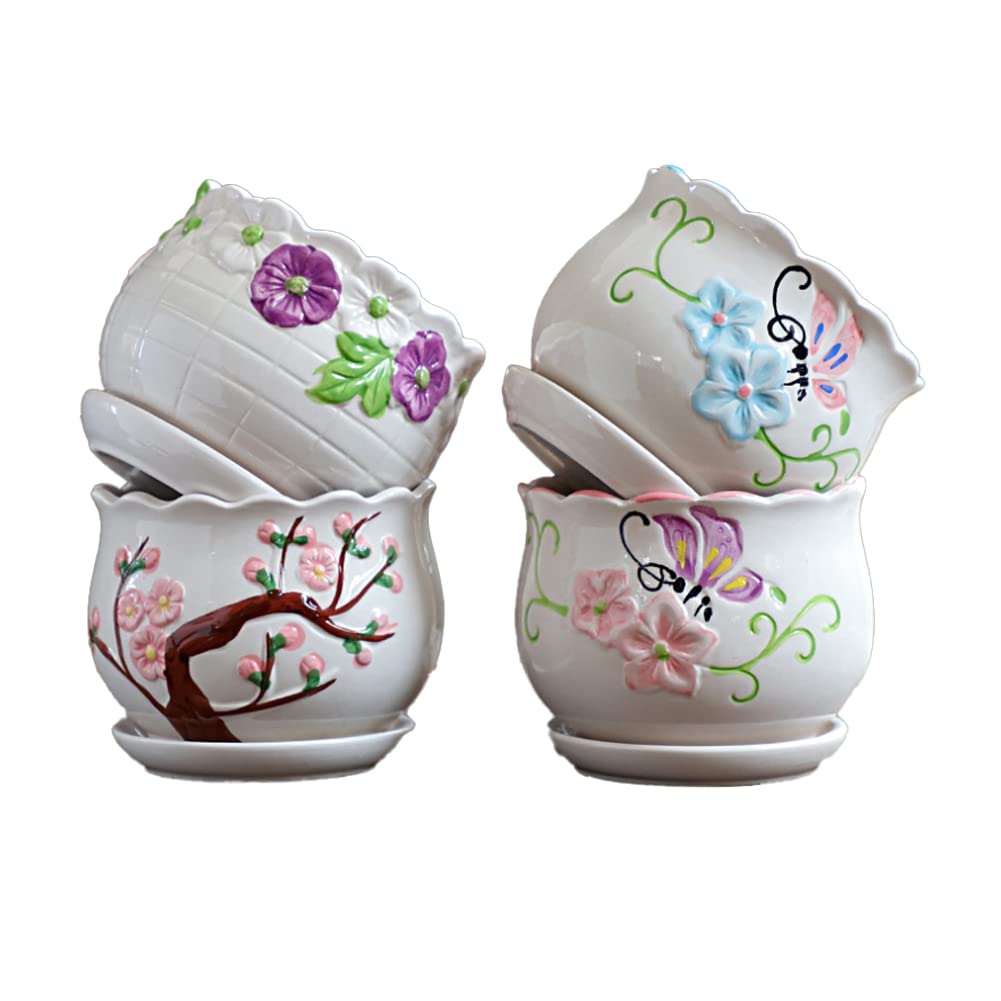 4 mini vasi in ceramica per piante grasse vaso per piante grasse cactus vasi per piante fioriere con foro A09