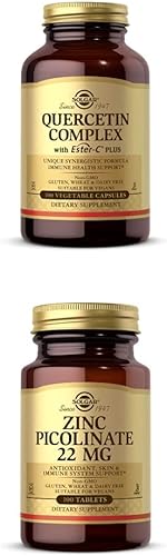 Solgar Complejo de quercetina con Ester-C Plus, 100 cápsulas vegetales - 50 porciones - Apoya la salud inmunológica Picolinato de zinc 22 mg, 100
