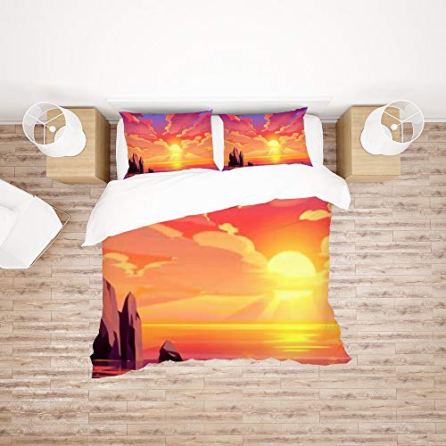 Parure de lit Sunrise Ocean en microfibre premium King size - 3
