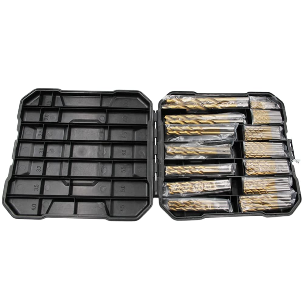 ZYWUOY Set di punte da trapano in Hss rivestite in titanio da 99 pezzi per kit in metallo in legno da 1,5-10 mm con custodia