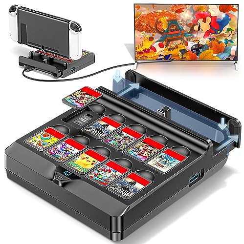 Tokluck Switch TV Dock para Nintendo Switch/OLED, Switch Dock con 4K HDMI y USB 3.0, Portátil Base Nintendo Switch con Organizador para 10 Tarjetas de Juego