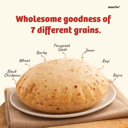 Image of Naario Multigrain Atta | 40% More Fibre Per Roti vs Wheat | Low GI | Diabetic Friendly | 30%+ Millets | Methi Dana for Blood Sugar | 7 Grains Roasted Atta | No Maida | 2kg