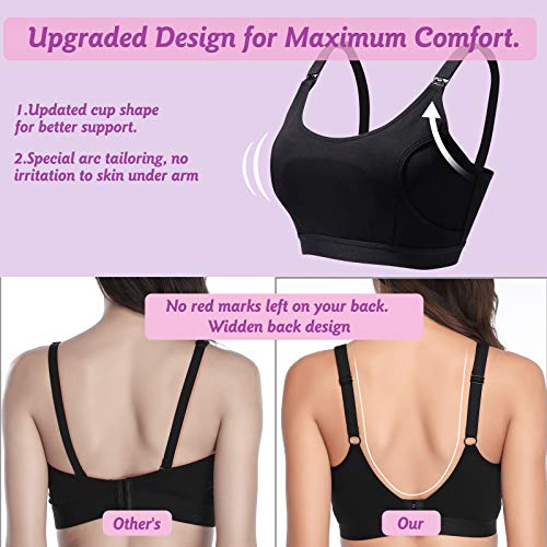 Lupantte Hands Free Pumping Bra, Comfortable Breast Pump Bra with Pads, Adjustable Nursing Bra for Pumping .Fit Most Breast Pumps Like Spectra, Lansinoh, Philips Avent etc. (Medium) Black