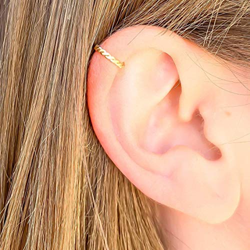 14K Gold Filled Twisted Cartilage Mini Ear Cuff No Piercing