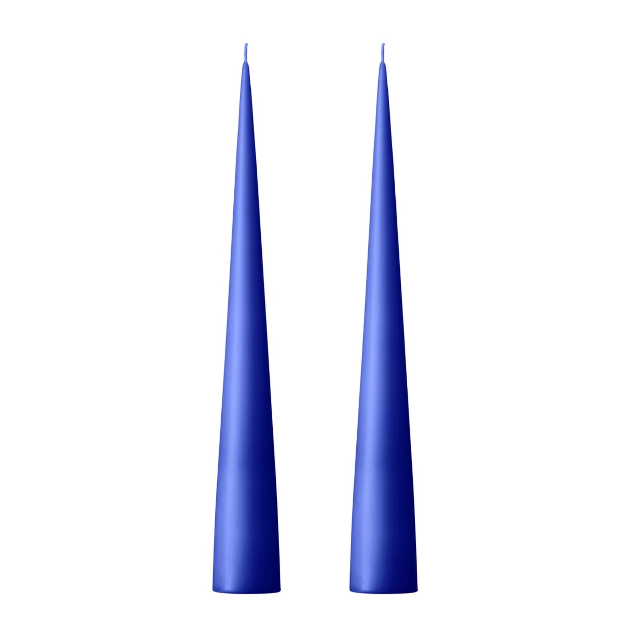 Ester & Erik Cornflower Blue Cone Candles - Set of 2 in Giftbox - 25 cm Tall Cone Candles with Cotton Wick - Made from 100% Fragrance-Free Unscented Pure Paraffin Wax - 13+ Hour Burn Time