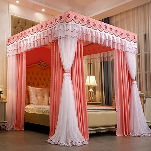 genérico Dosel para Cama de Princesa, Cortinas de Doble Capa, Cama tamaño King con Marco, Dosel Opaco para Piso, Cortina para Cama con Dosel
