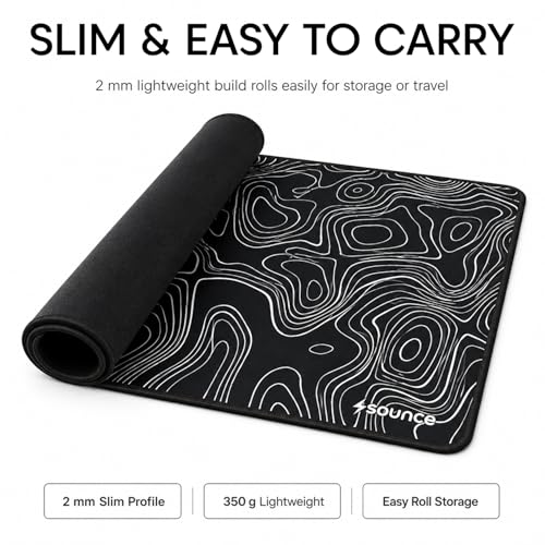 Image of Sounce Large Gaming Mouse Pad 70 x 30 cm, Extended XL Desk Mat with Non-Slip Rubber Base & Stitched Edges, Smooth Surface for Laptop, PC, Computer, Office & Gaming (Black Dazzle)