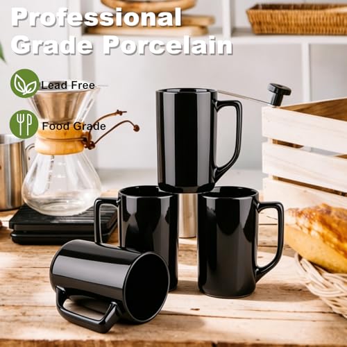 Set de 4 Mugs Grandes de Café 16 oz en Porcelana Negra miniatura 3