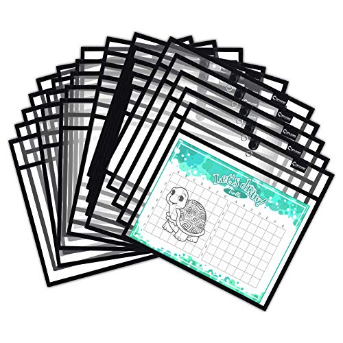 Magnetic Dry Erase Pockets by Two Point (30-Pack) - Plastic Sleeves | Teaching Supplies | Dry Erase Sheets | Dry Erase Sleeves | School Supplies for Teachers | Job Ticket Holders | Fridge Whiteboard