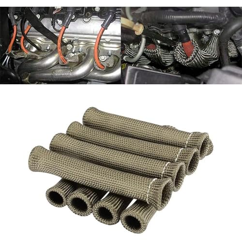 Titanium Spark Plug Wire Boots Thermal Protection Insulator Sleeve 2500 Degree Heat shield Cover Wrap 6 inch for Car Truck 8PCS