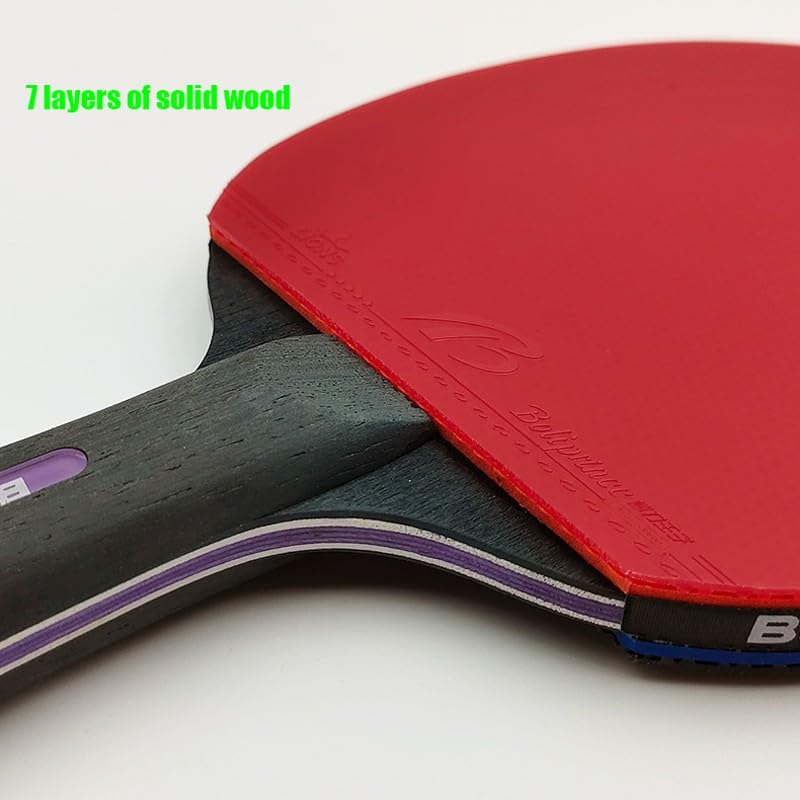 TYGXING Ping Pong Paddle, Professional Table Tennis Racket with 7-Layer Pure Wood Plate, Table Tennis Paddle for Beginners(Color:Long Handle)