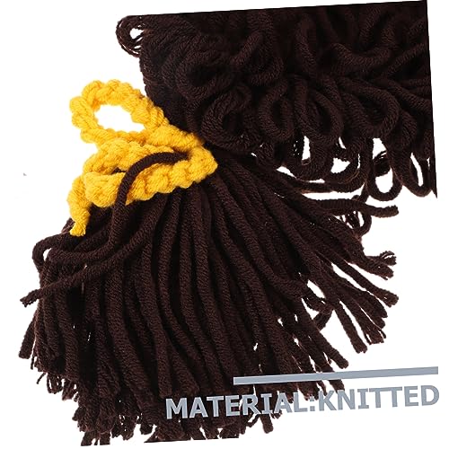 Winter Hat Knitted Woolen Yarn Beanie with Wig Design Cute Knit Hat for Boys for Daily Wear and Photos Years Coffee3