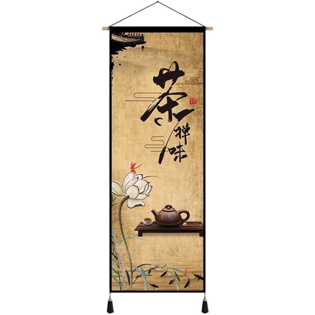 Pintura de pergamino chino zen de alta fidelidad artística para colgar en pared