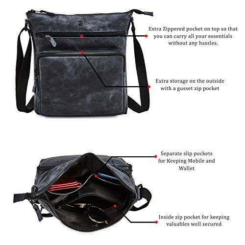 Image of Crossbody Bags for Women Genuine Leather Purse Handmade Vintage Shoulder Bag Crossover Pocketbook Adjustable Strap | Handmade