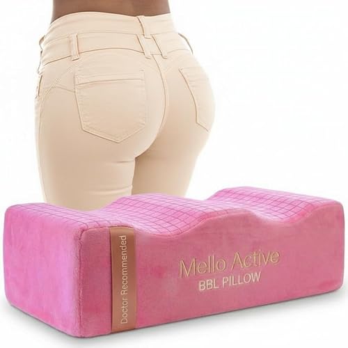 Mello Active BBL Pillow After Surgery – Doctor-Recommended, Firm & Lightweight Sitting Cushion for Post-Op Recovery – Portable Support for Home, Car & Office – Ultimate Comfort & Stability Pink