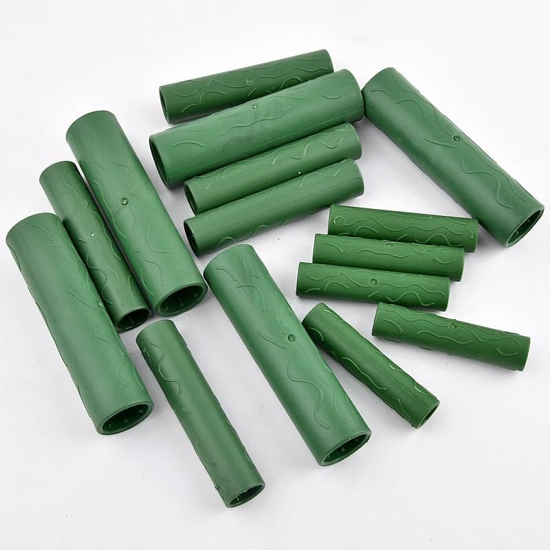 Garden Plant Support Grips, Green Plastic Soft Tube Clips, 15 Pack, Reusable Plant Ties