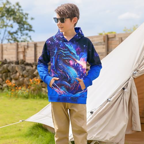 Image of TUONROAD Boys Hoodies 3D Graphic Sweatshirt Lightweight Pullover 6-16T cool
