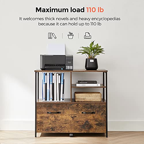 Image of VASAGLE Lateral File Cabinet, Printer Stand with Open Shelves and Drawer