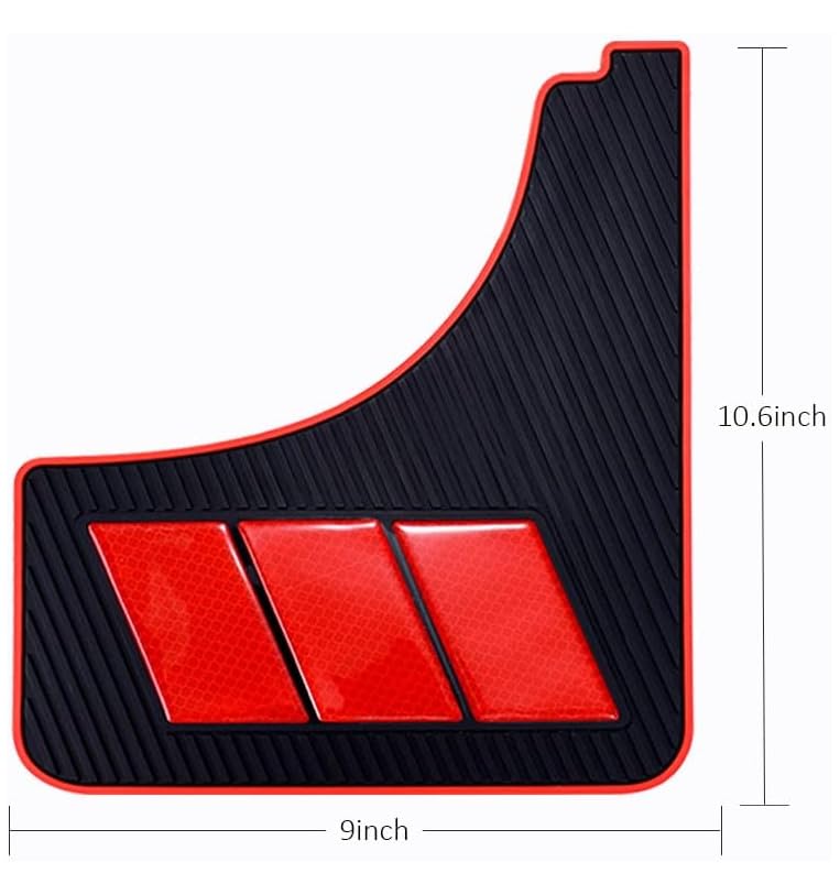 Image of 2 Pairs of Car Mud Flaps Safety Warning Reflective Devices for Car Splash Prevention Device Front and Rear Universal for Car Rubber
