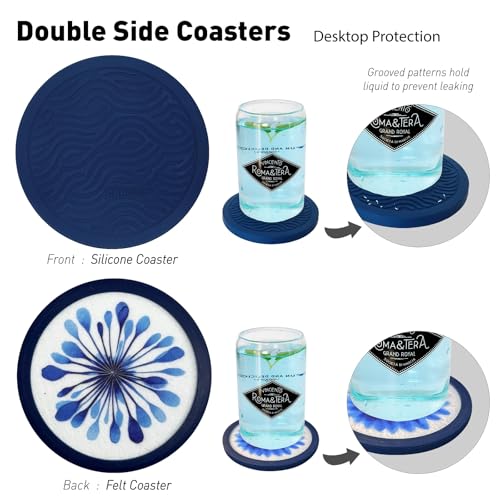 50% Off Indigo Floral Non-Slip Silicone Coasters, 4-Pack