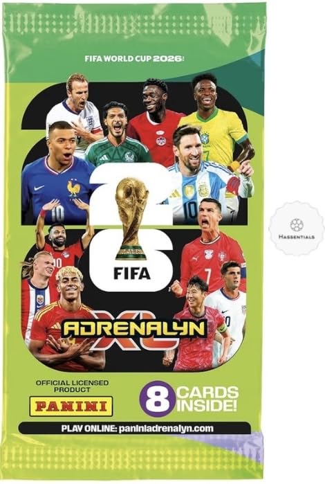 Panini World Cup 2026 Soccer Trading Pack of 8 Soccer Cards + Bundle with hassentials Sticker World Cup Cards
