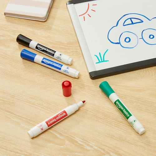 Image of Amazon Basics Low-Odor Dry Erase Whiteboard Markers, Fine Tip, Quick-Dry, 4 Assorted Colors, 36-Pack