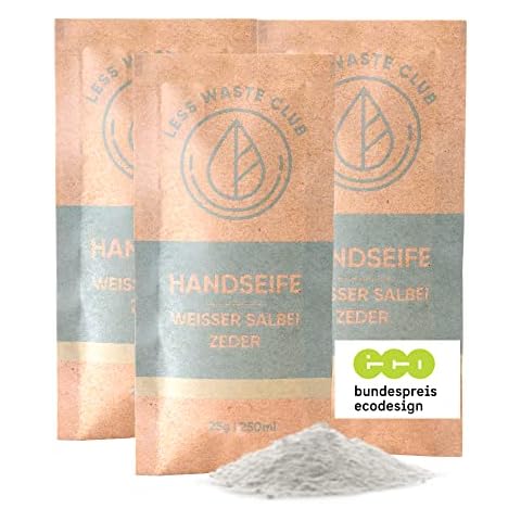 Less Waste Club Handseifen Pulver 3er Set | nachhaltige & vegane Flüssigseife| ohne Mikroplastik | pH- Neutral | ohne Silikone | ohne Tierversuche | feuchtigkeitsspendend … Cover