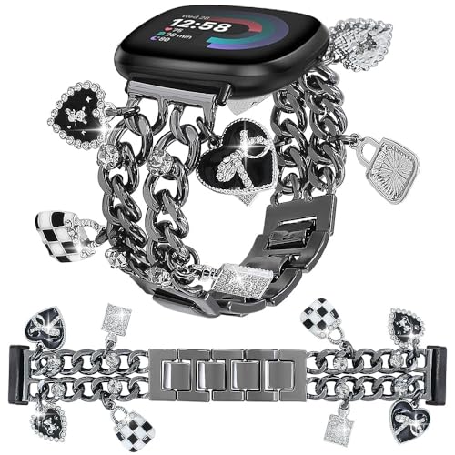 Correa cadena cubana para Fitbit Versa y Sense miniatura 1