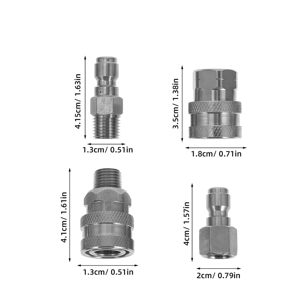 Cabilock 8 acopladores hidráulicos de conexión rápida para Tractor, acopladores de válvula de Asiento de Bola de 1/4", Rosca NPT de 3/8", Accesorios de Conector de tubería para