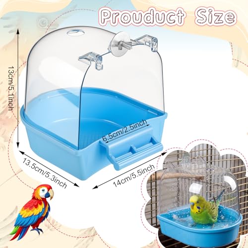 Image of Honeydak 3 Pieces Clear Bird Bath for Cage Parakeet Bird Cage Accessories Hanging Bath Box Parrot Bathing Tub with View for Cockatiel Conure Canary Budgies Parrots (Stylish Color)