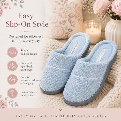 Image of Laura Ashley Women's Spa Slip-On Rugged Scuff Slipper, Non-Slip House Slippers with Cushioned Insole for Ladies
