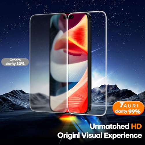 Image of TAURI 3 Pack for iPhone 15 Screen Protector 6.1 inch with Auto-Installation Tool, Tempered Glass, Scratch-Resistant, [Military Grade Protection] Film