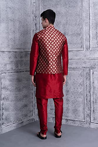 Image of Uri and MacKenzie Men's Silk Blend Kurta Pajama with Designer Ethnic Nehru Jacket /Modi Jacket