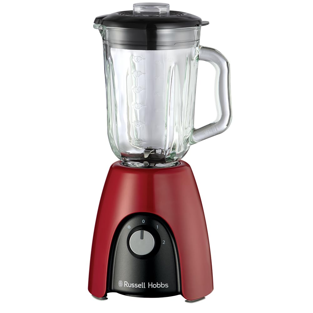 Russell Hobbs Batidora de Vaso para batidos, zumos y papillas, vaso de cristal de 1,5 l, 2 velocidades con función Pulse, cuchillas de acero inoxidable, sin BPA, 850 W max, Desire 27121-56