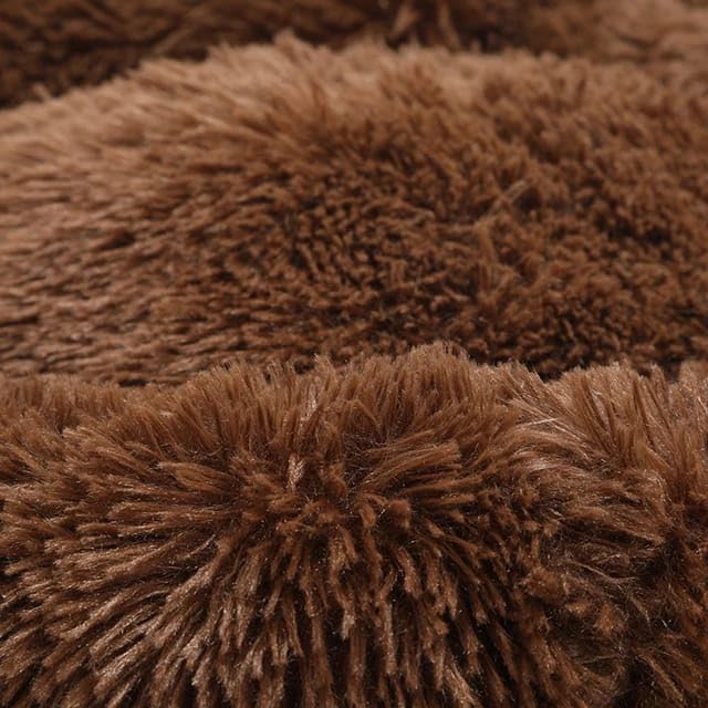 Image of ZEXSAZONE Summer Colling Calming Donut Dog Bed Mat for Medium Dogs & Cats | Ultra Soft Plush Washable Round Pet Bed | Anti-Slip Bottom Dog Mattress | Fluffy Cozy Pet Cushion | Coffee | 70 x 70 x 15 cm