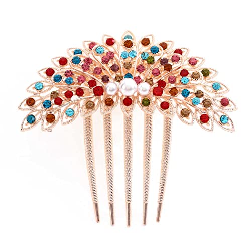 Bohend Strass Kamm Kristall Haarstücke Hochzeit Haarschmuck Schmuck für Frauen und Mädchen (5) Cover
