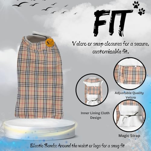 Image of Sage Square Winter Coloured Dog Coat - All-Weather Protection, Windproof, Waterproof Cozy Fleece Lining, Adjustable Straps, Durable Construction, Stylish, Comfortable, Jacket (Cream & White, XX-Large)
