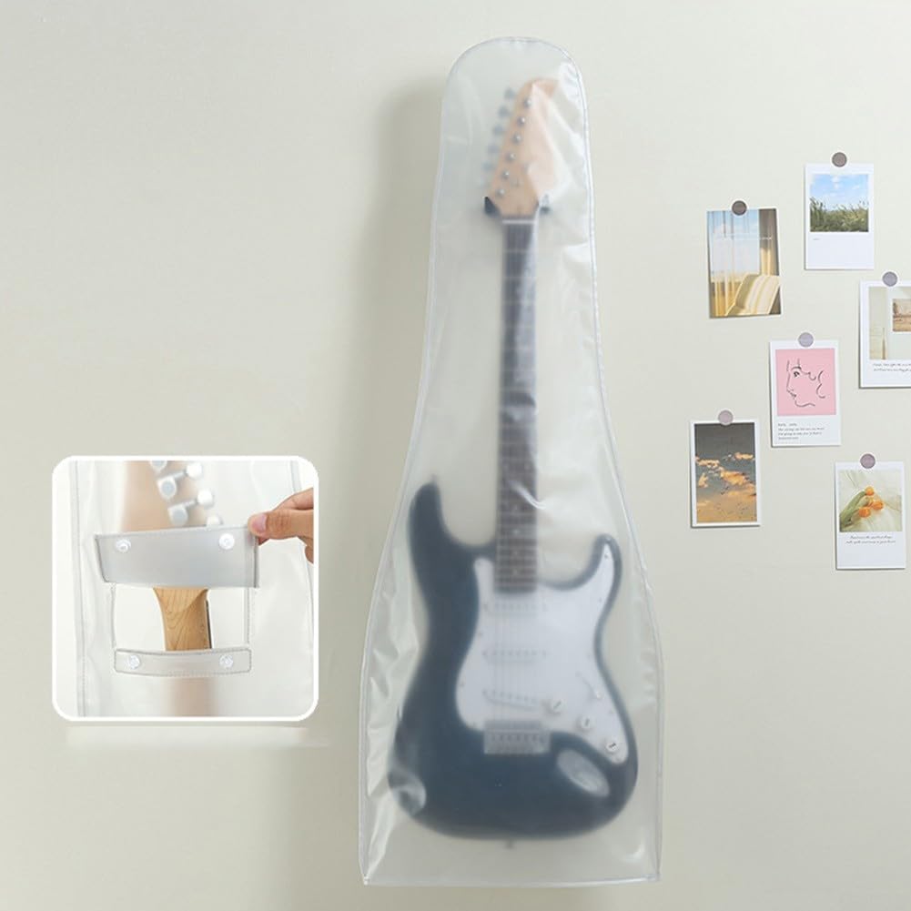 Zoegneer Cubierta antipolvo para guitarra, montaje en pared, funda portátil, cubierta antipolvo impermeable y a prueba de polvo, material de PVC transparente (para guitarra eléctrica)