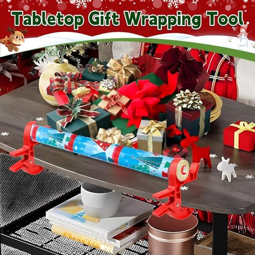 Vibbang Gift Wrapping Paper Cutter and Holder - Tabletop Tool Clamp With Tape Dispenser - Table Clamp to Secure Wrapping Paper Roll - Image 4