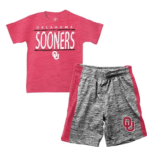 Wes and Willy Boys Sports Fan College Team Short and Shirt Set (Oklahoma Sooners, 7)