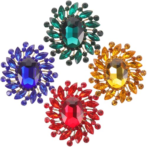 Broche pierres précieuses colorées en alliage vintage pour le quotidien
