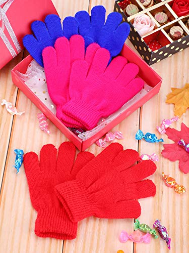 Image of EBOOT 3 Pairs Winter Kids Gloves Warm | Toddler Gloves for Boys Girls Outdoor, Full Finger Fluffy Soft Mittens for 1-11 Years Children, Multiple Colors
