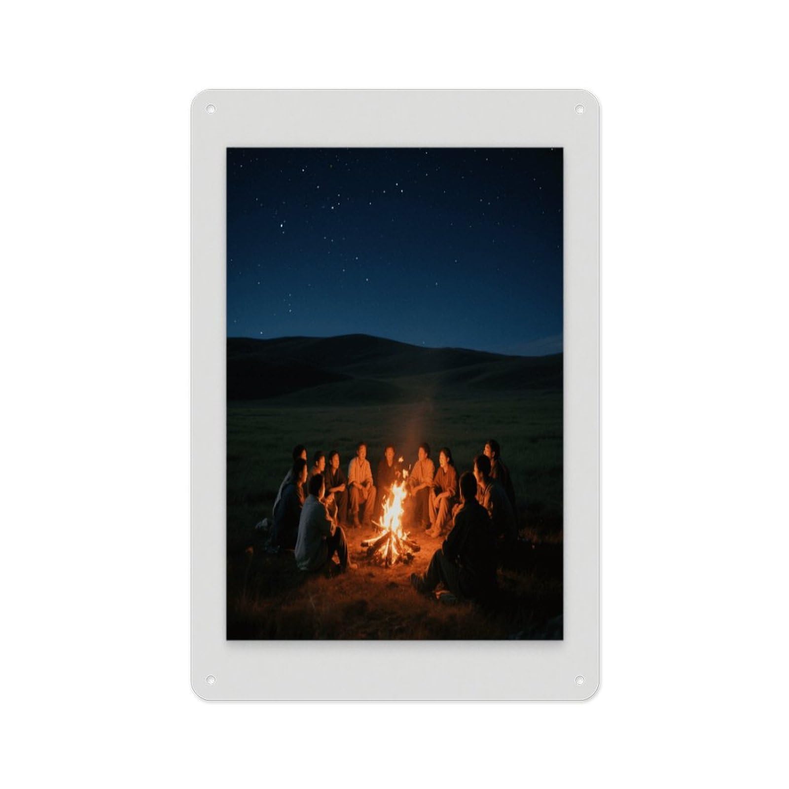Fekiloot Style Grassland Starry Sky Bonfire Wall Decor Metal Signs Tin Signs Poster