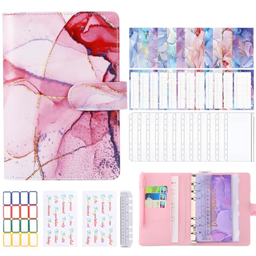 Planificador de presupuesto dinero, carpeta para ahorrar dinero, libro de ahorro con 12 sobres transparentes, 100 sobres, encuadernación presupuestaria