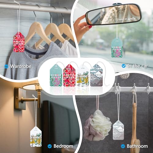 Image of 2-Pack Trust in God Rearview Mirror Sticker, Christian Car Accessories with 4 Hanging Air Fresheners, Rearview Mirror Decals Auto Decor Vanity Mirror Car Charm Religious Car Air Freshener Bulk