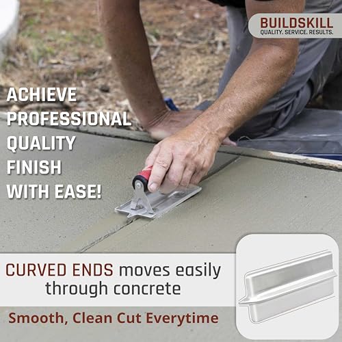 Image of BUILDSKILL middle groover concrete edger tool | high-quality concrete edging towel with ergonomic rubber handle | durable carbon /stainless steel blade | ideal for construction and concrete projects